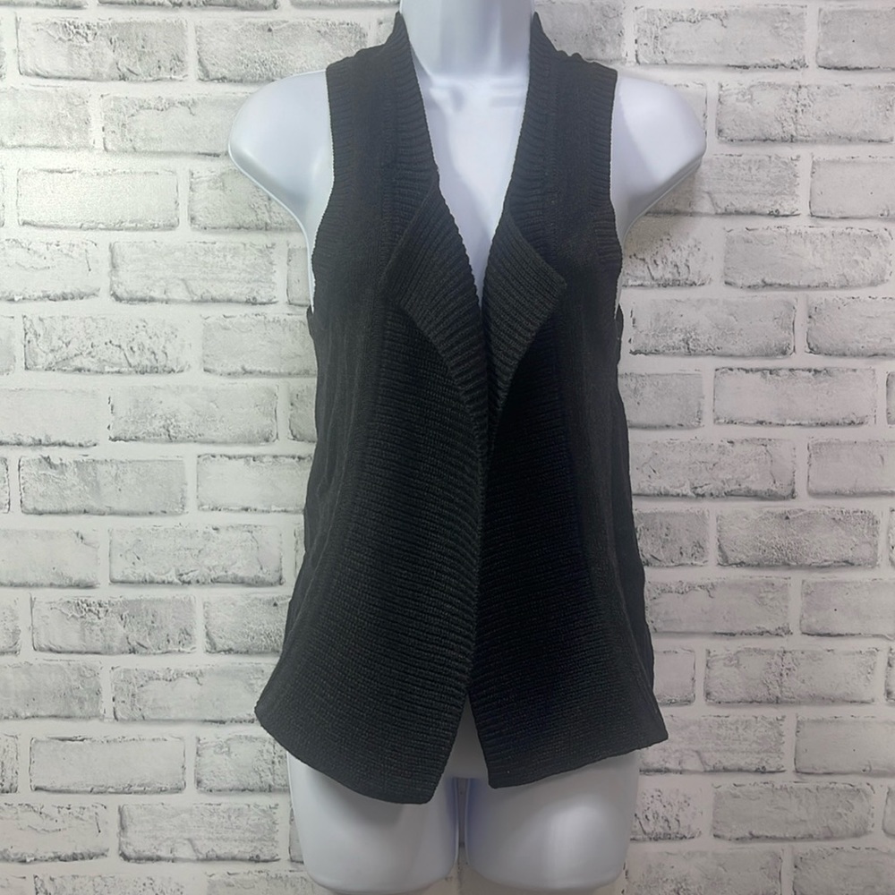 Gap Cashmere Blend Open Front Black Sweater Vest Extra Small
